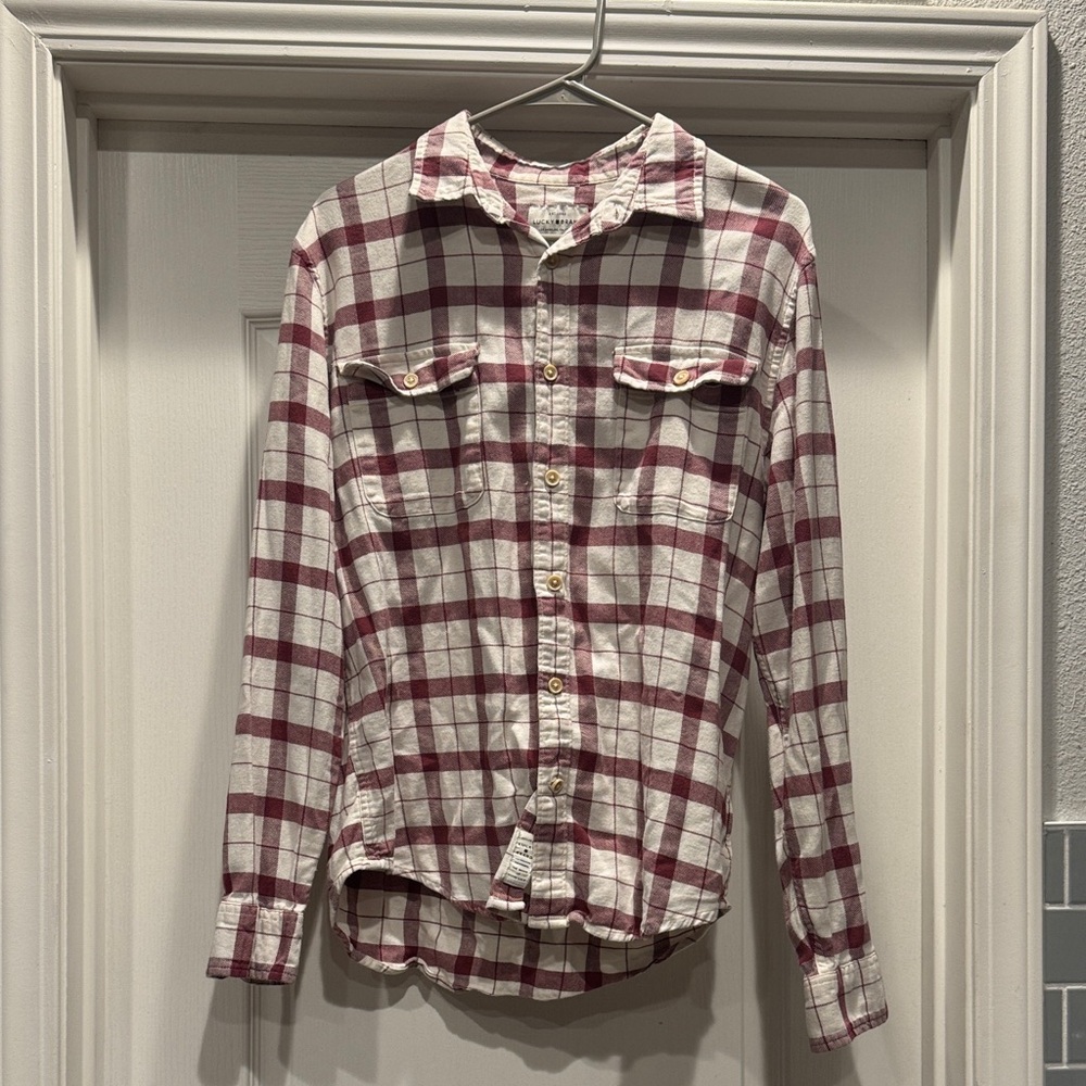 Lucky Brand Red and White Plaid Casual Shirt
